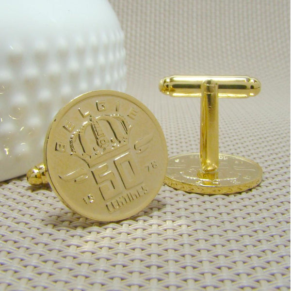 Manchetknopen België gemaakt van 50 Centimes 1978