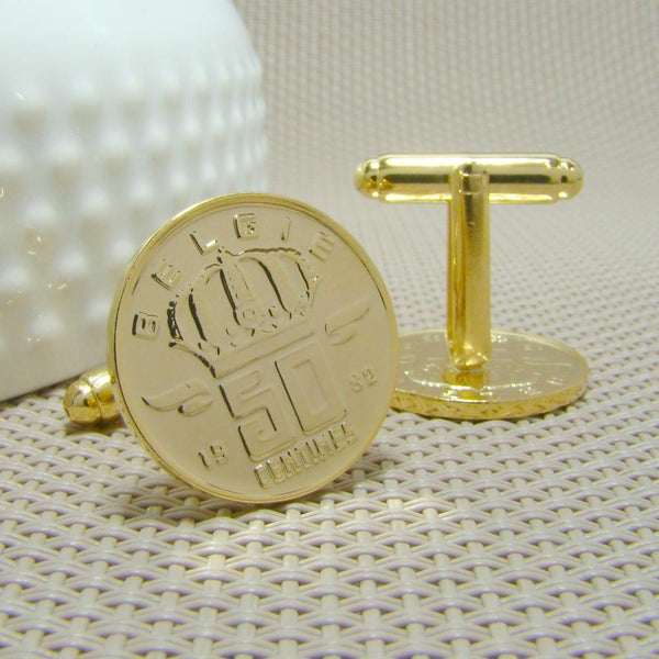 Manchetknopen België gemaakt van 50 Centimes 1982