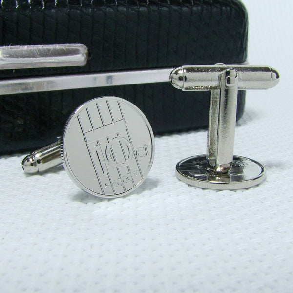 Manchetknopen gemaakt van 10 cent, dubbeltje 2000