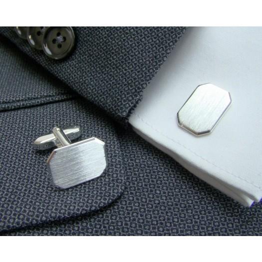 Zilveren Manchetknopen Achthoek met uw Familiewapen gravure - Sterling Zilver