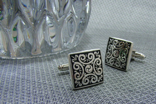 Manchetknopen Keltisch Zwart Vierkant