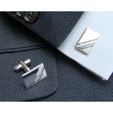 Zilveren Manchetknopen Diagonale Banen - Sterling Zilver