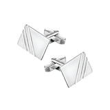 Zilveren Manchetknopen Diagonale Banen - Sterling Zilver