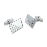 Zilveren Manchetknopen Diagonale Banen - Sterling Zilver