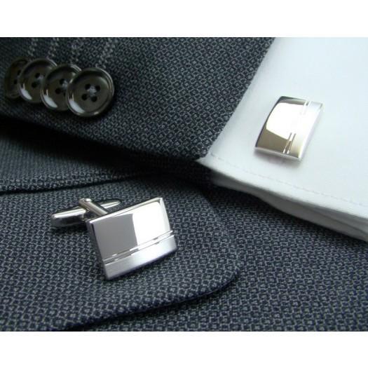 Zilveren Manchetknopen Horizontale Baan - Sterling Zilver