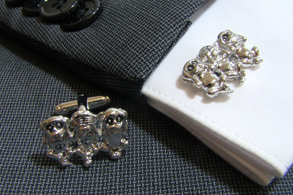 Manchetknopen Horen, Zien & Zwijgen  - Three wise monkeys