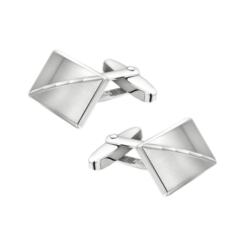 Zilveren manchetknopen Diagonale lijn - Sterling Zilver