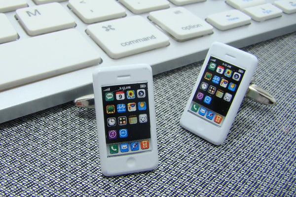 Manchetknopen Smartphone wit