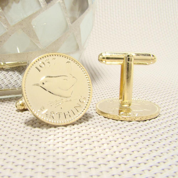 Manchetknopen Engeland gemaakt van Farthing 1937