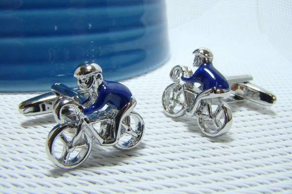 Manchetknopen Racefiets Blauwe Trui