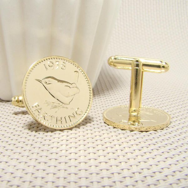 Manchetknopen Engeland gemaakt van Farthing 1938