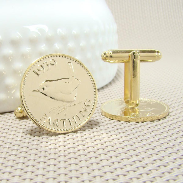 Manchetknopen Engeland gemaakt van Farthing 1939