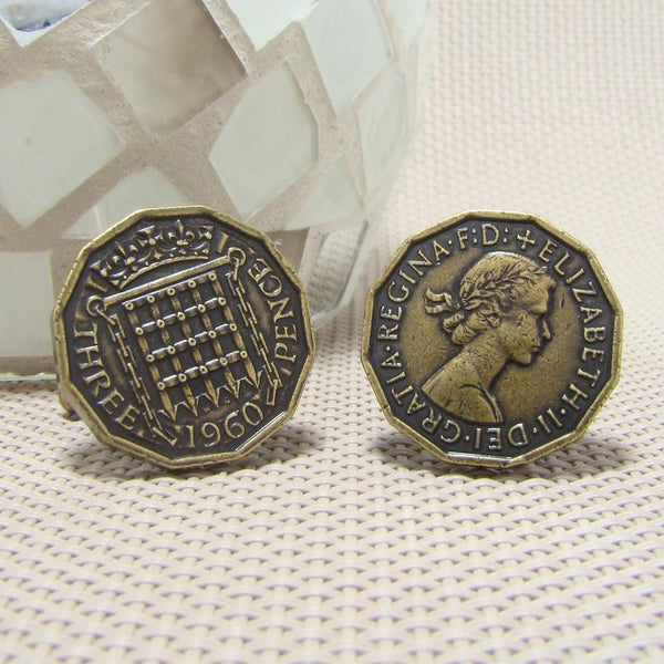 Manchetknopen Three Pence Bronskleurig