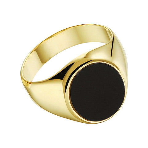 Zegelring 14 Karaat Geelgoud - Zwarte Onyx