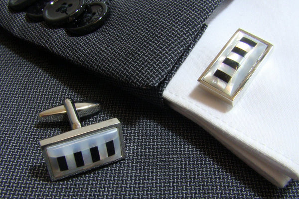 Manchetknopen Parelmoer Wit Zwart