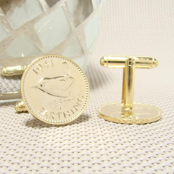 Manchetknopen Engeland gemaakt van Farthing 1941