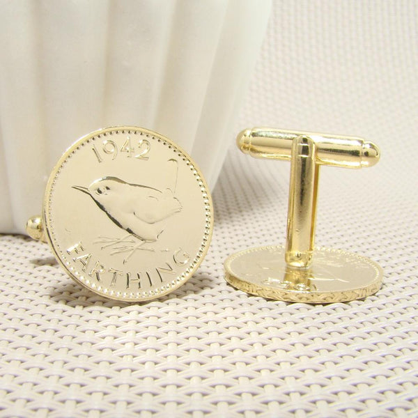 Manchetknopen Engeland gemaakt van Farthing 1942