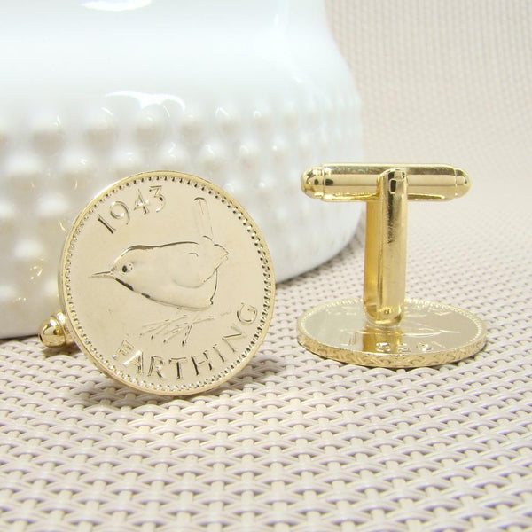 Manchetknopen Engeland gemaakt van Farthing 1943
