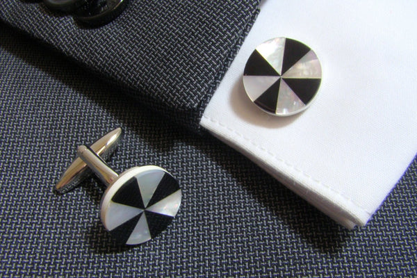 Manchetknopen Parelmoer Zwart Wit