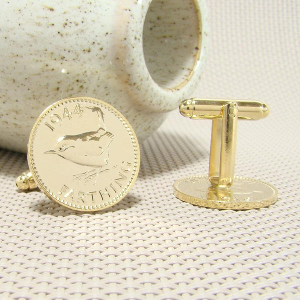 Manchetknopen Engeland gemaakt van Farthing 1944