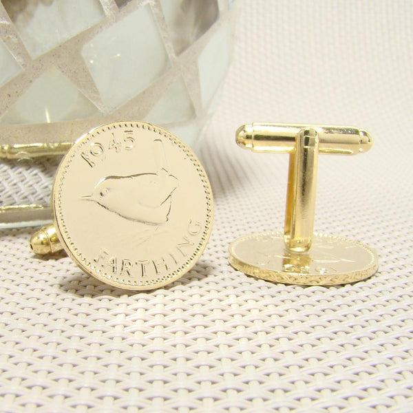 Manchetknopen Engeland gemaakt van Farthing 1945