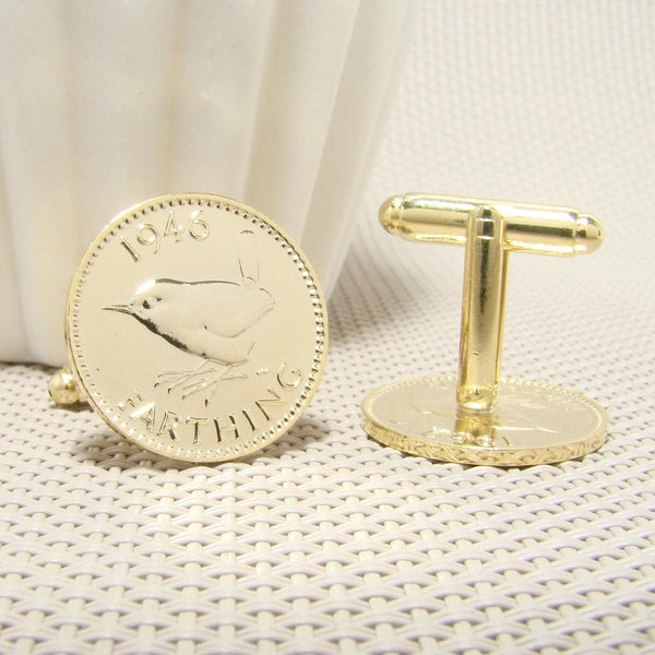 Manchetknopen Engeland gemaakt van Farthing 1946