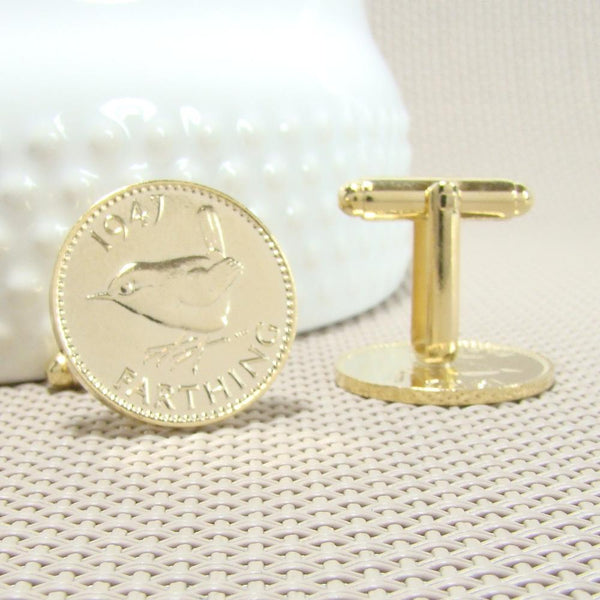 Manchetknopen Engeland gemaakt van Farthing 1947