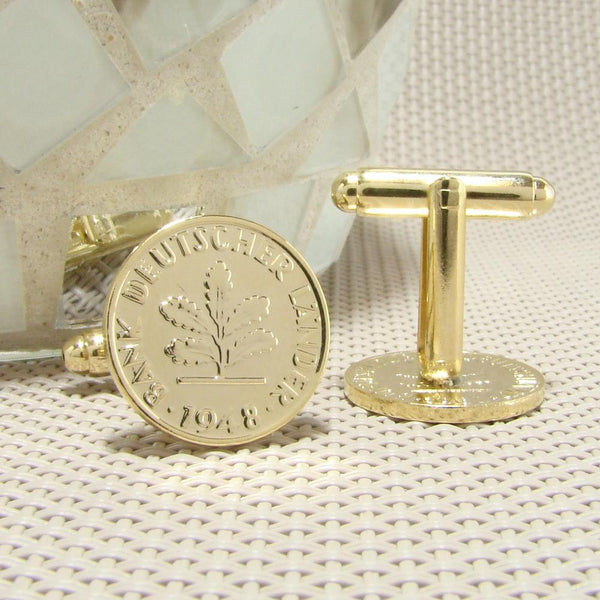 Manchetknopen Duitsland gemaakt van gemaakt van 1 Pfennig 1948