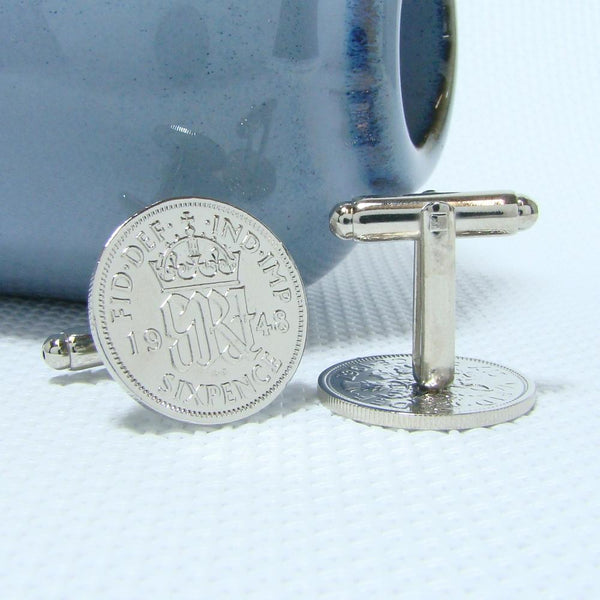 Manchetknopen Engeland Six Pence 1948