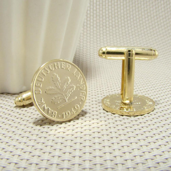 Manchetknopen Duitsland gemaakt van gemaakt van 1 Pfennig 1949