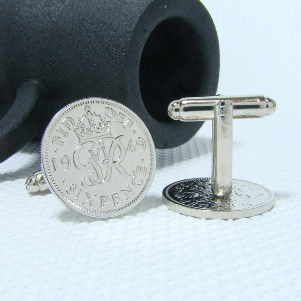 Manchetknopen Engeland Six Pence 1949