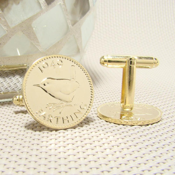 Manchetknopen Engeland gemaakt van Farthing 1949