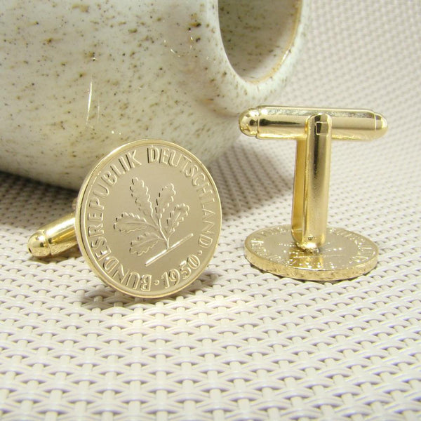 Manchetknopen Duitsland gemaakt van 1 Pfennig 1950