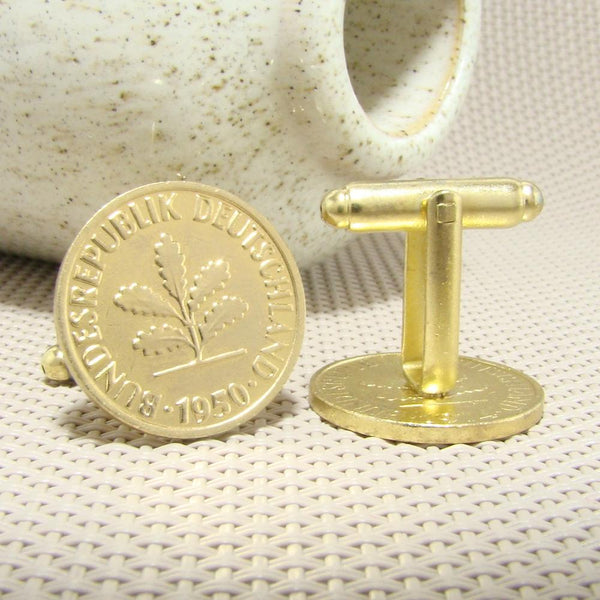 Manchetknopen Duitsland gemaakt van 2 Pfennig 1950