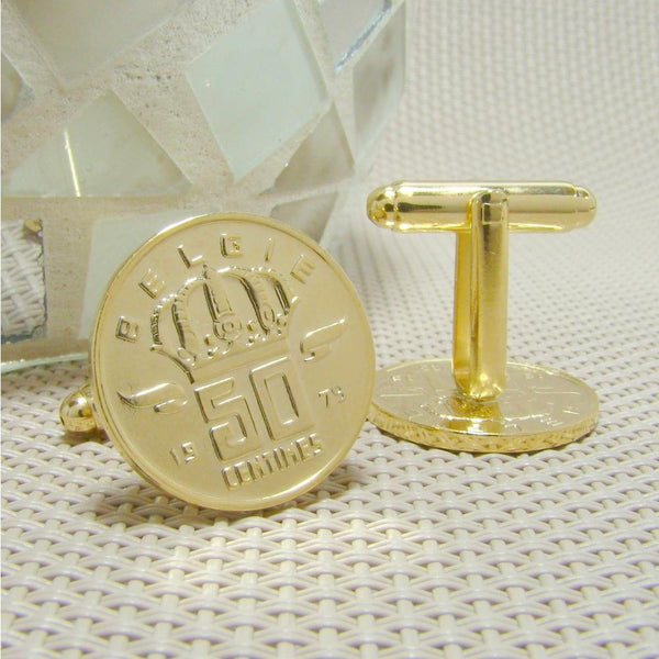 Manchetknopen België gemaakt van 50 Centimes 1979