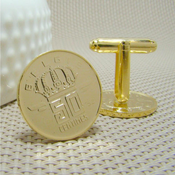 Manchetknopen België gemaakt van 50 Centimes 1955