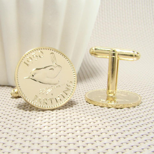 Manchetknopen Engeland gemaakt van Farthing 1950