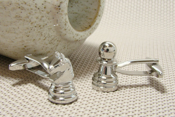 Manchetknopen Schaakspel Paard & Pion