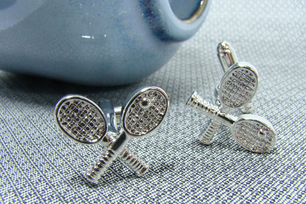 Manchetknopen Tennis 2 Rackets Zilverkleur