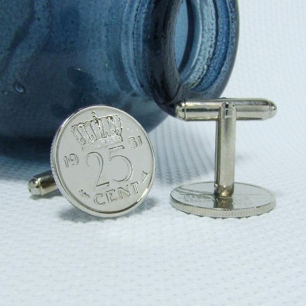 Manchetknopen gemaakt van 25 cent, kwartje 1951
