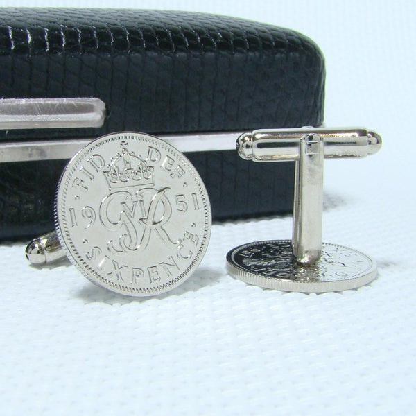 Manchetknopen Engeland Six Pence 1951