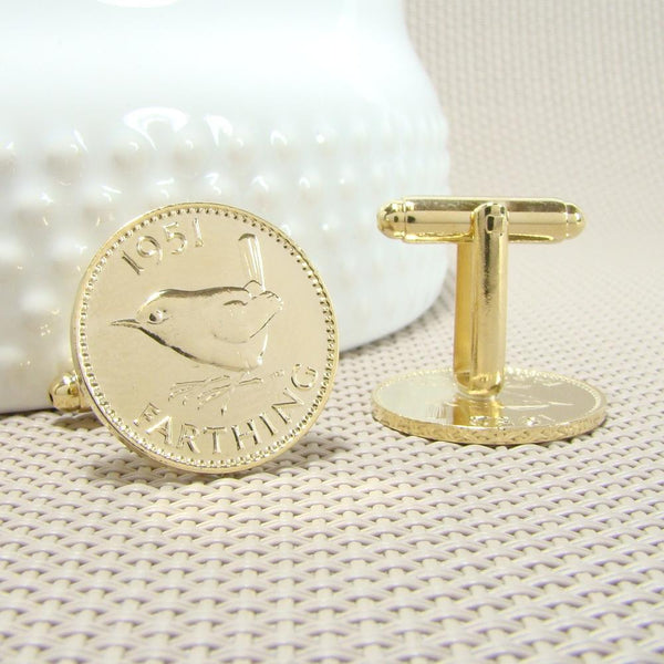Manchetknopen Engeland gemaakt van Farthing 1951
