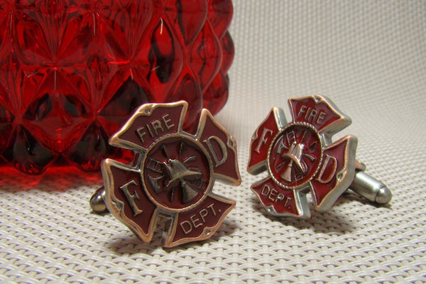 Manchetknopen Brandweer Logo Brons