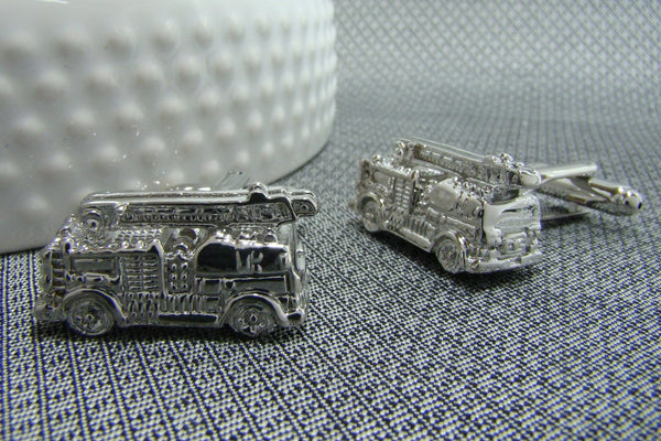 Manchetknopen Brandweerwagen Zilverkleurig