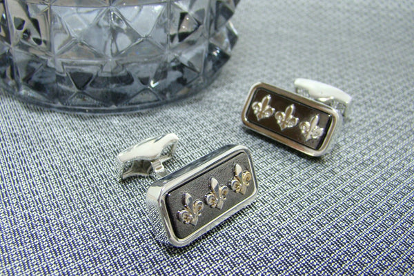 Manchetknopen Fleur-de-Lys Antraciet