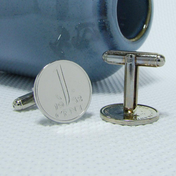 Manchetknopen gemaakt van 1 cent 1952