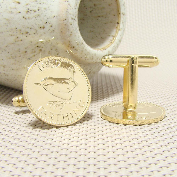 Manchetknopen Engeland gemaakt van Farthing 1952