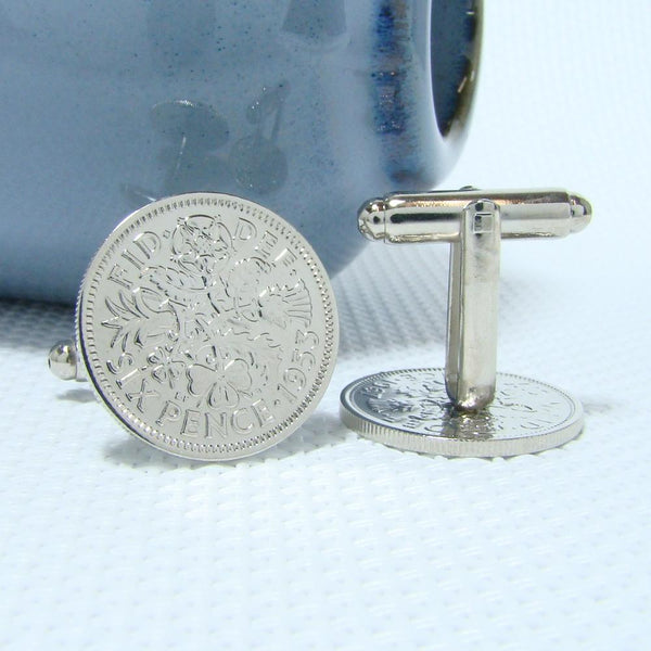 Manchetknopen Engeland Six Pence 1953