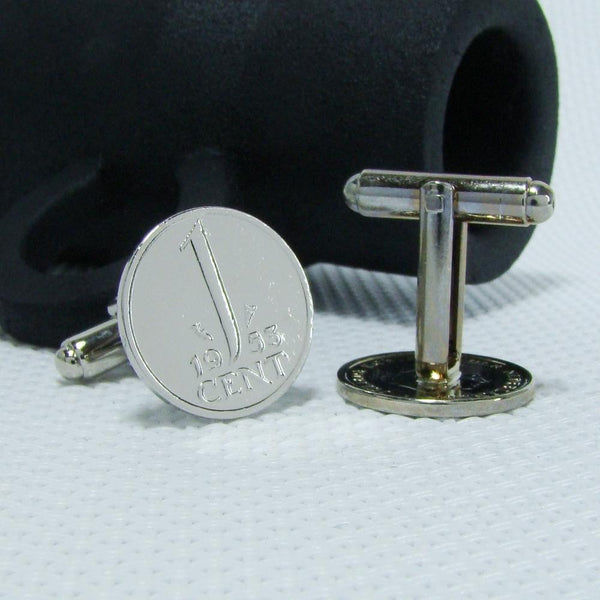 Manchetknopen gemaakt van 1 cent 1953