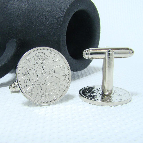 Manchetknopen Engeland Six Pence 1954